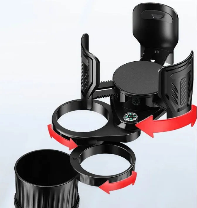 Carbon fibre black ABS car cup holder with retractable bottom adjusted to 10cm