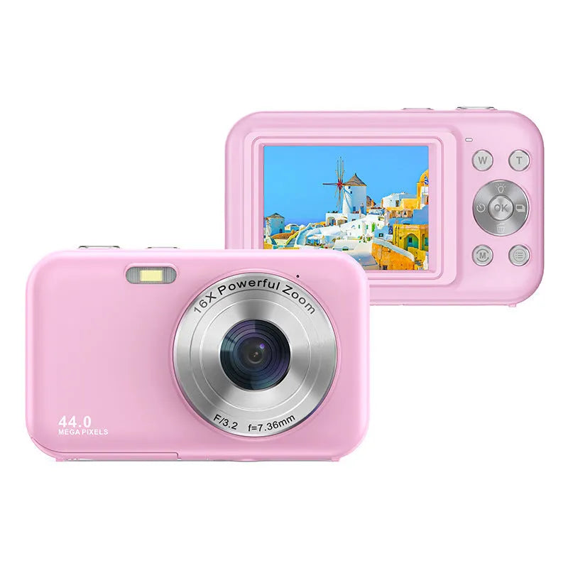 Children's digital camera in black, green, pink, or purple with 2.4-inch screen and 44MP beauty filter