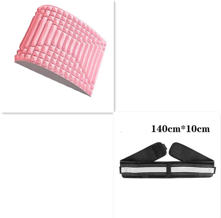 Blue back stretcher pillow for lumbar support with acupressure massage function
