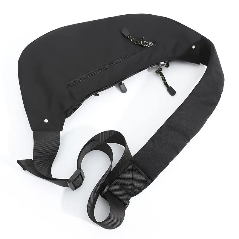 Men's nylon multi-functional shoulder messenger bag in black, ultra-light and wear-resistant