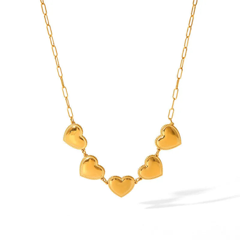 Stainless steel heart pendant necklace with electroplated finish in HC-N40093 colour