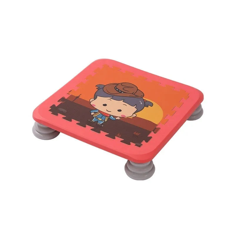 Foldable plastic children's trampoline in red pattern for ages 4-6