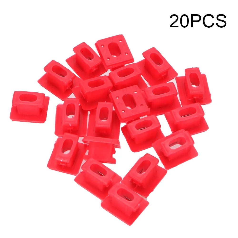 10 black plastic BMW interior door trim panel replacement clips on a white background