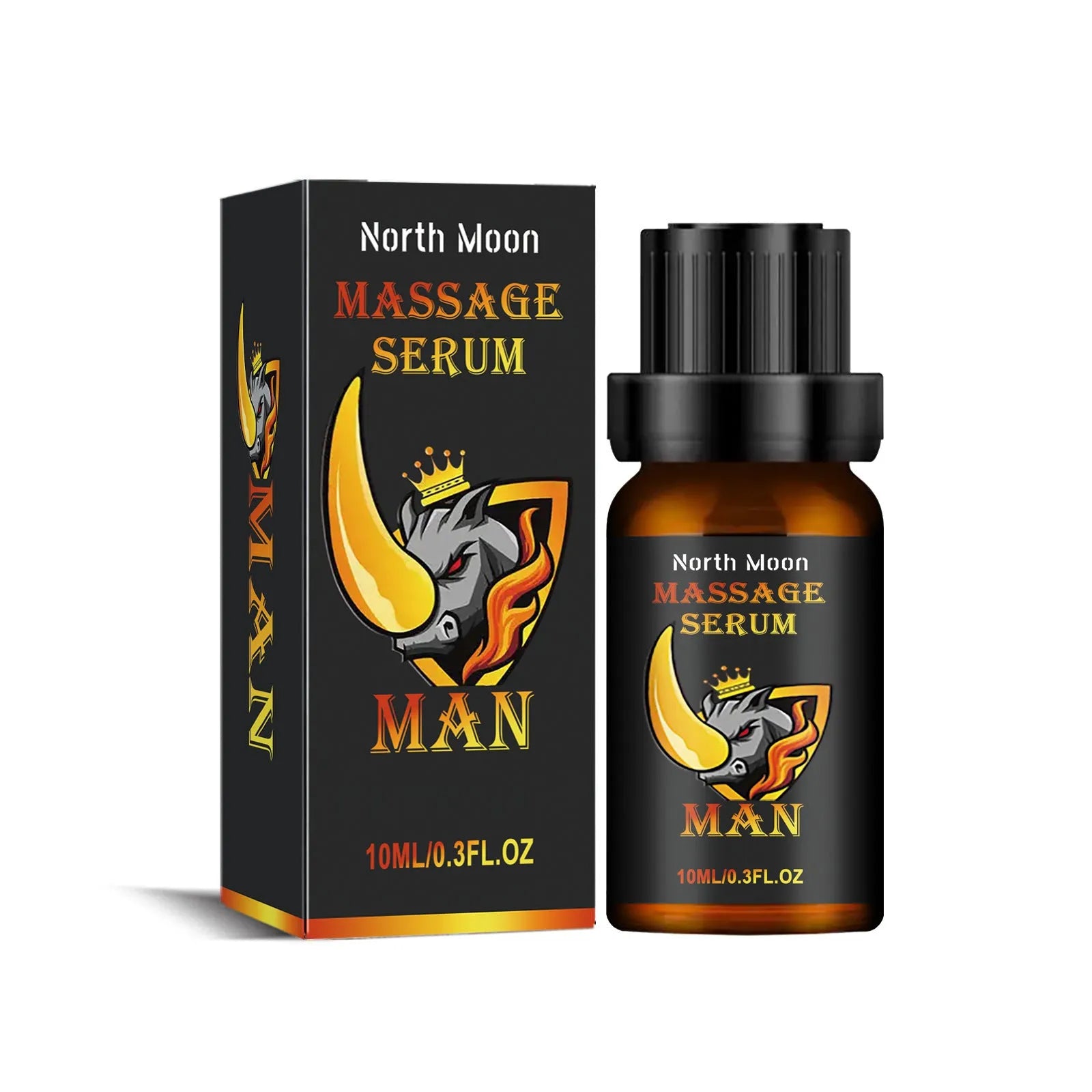 10ml bottle of men's endurance vitality massage essential oil with dropper.