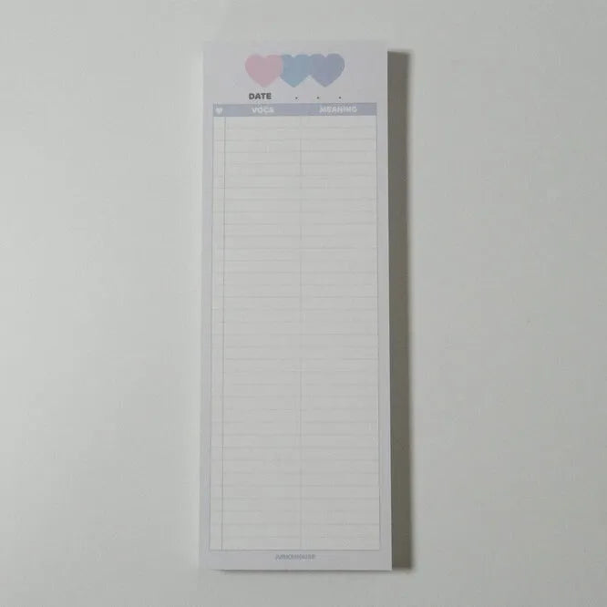 B5 half size vertical notepad for English word learning with pink, purple or blue cover options