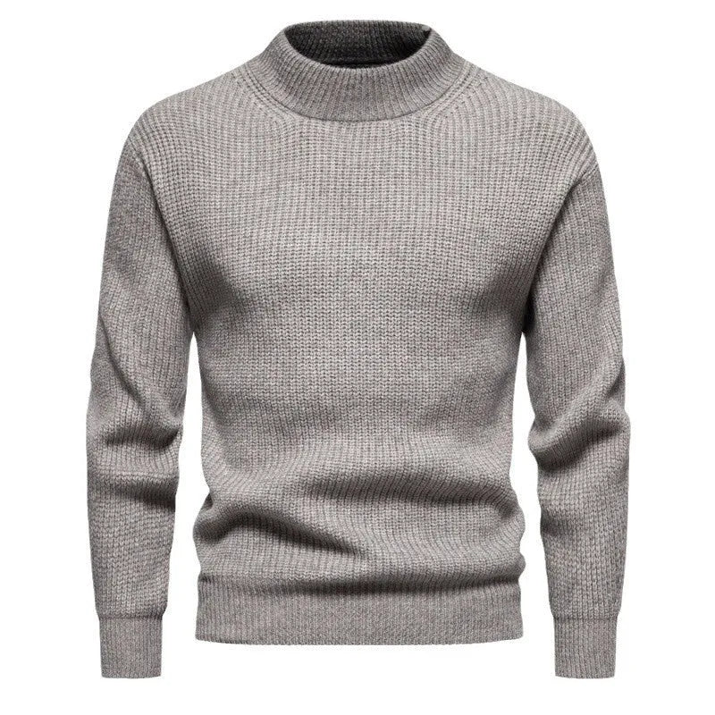 Men's casual knitted slim fit sweater in dark grey, blue or light brown, sizes M to XXXL