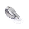 Adjustable fabric pet bathing restraint collar with suction cup in black, grey, and pink