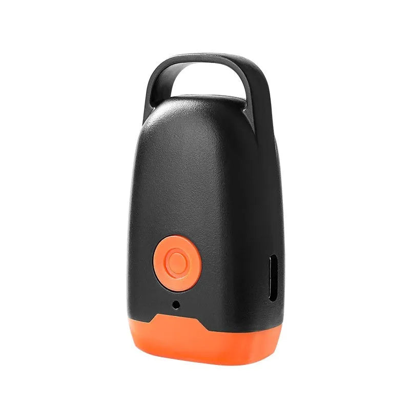 Mini ultrasonic dog dispeller in black and orange, 3x2x6cm ABS plastic portable bark stopper