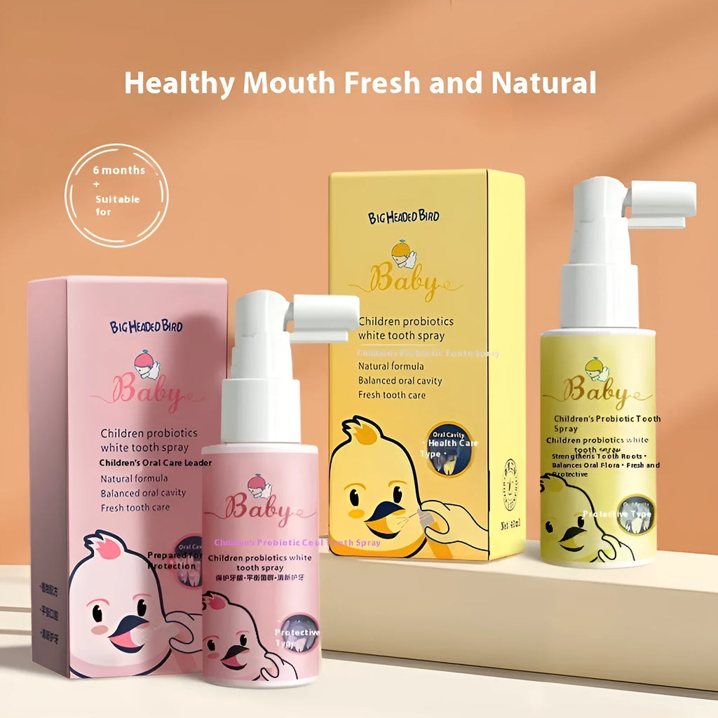 Children's probiotics white teeth cleaning spray bottle in strawberry or orange flavour, 40ml