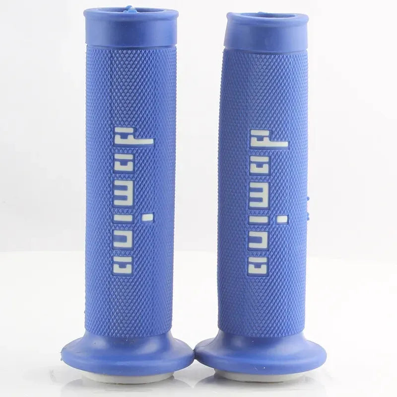 Pair of Domino motorcycle handle gel grips in assorted colours showing 22mm and 24mm size options