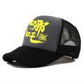 Men's classic polyester baseball cap shown in available colours: white, pink, blue, green, black, grey.