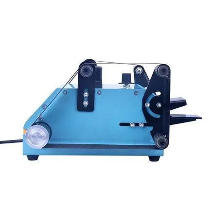 Blue desktop dual-axis belt sander with a 40x680mm abrasive belt and variable speed control for knife sharpening.
