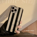 Soft TPU phone case with bright black wide stripes for iPhone, Japan South Korea style design