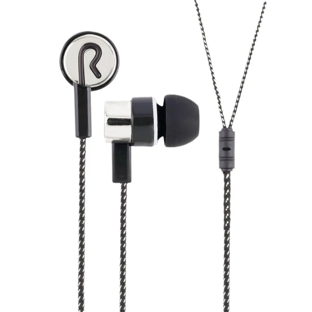 Classic nylon braided in-ear headset with 3.5mm plug in blue and gold colours