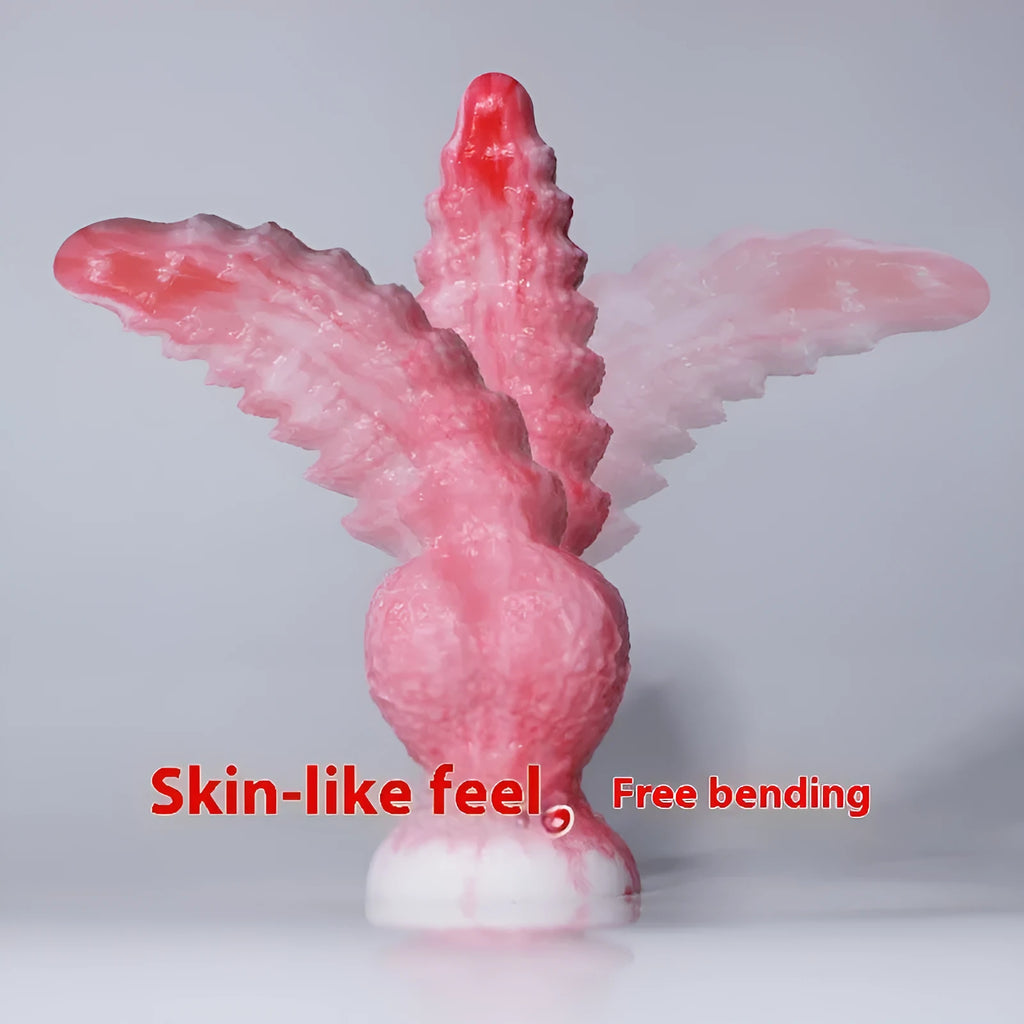 Pink platinum silicone penis-shaped masturbation device for women, showing Berserker S and M size options