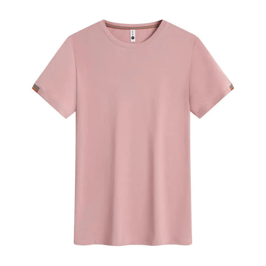 Round neck ice-feeling pullover work top in black, size S to 4XL