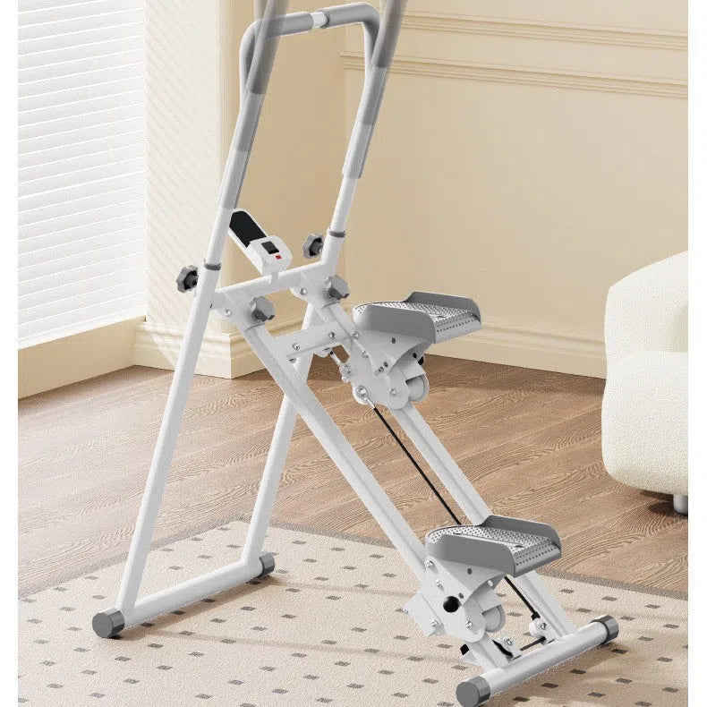 Multifunctional stair climber with steel frame in black for home fitness use