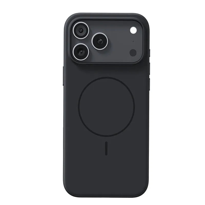 iPhone 17 protective case with frosted matte finish and MagSafe magnetic compatibility in black colour