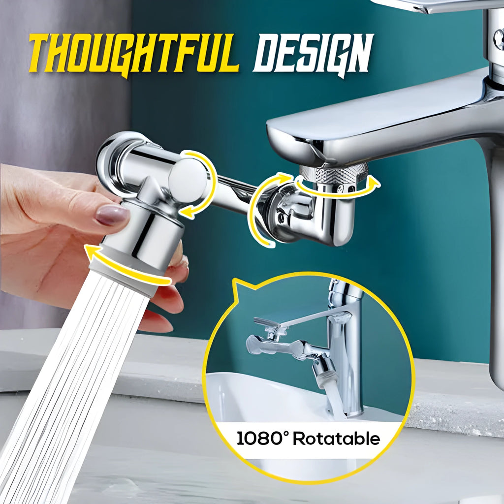 Swivel universal extension bubbler with 1080 degree rotation and two water modes in silver copper finish for faucet