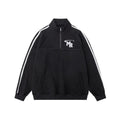 Black retro sports hoodie with stand collar in Hong Kong style design
