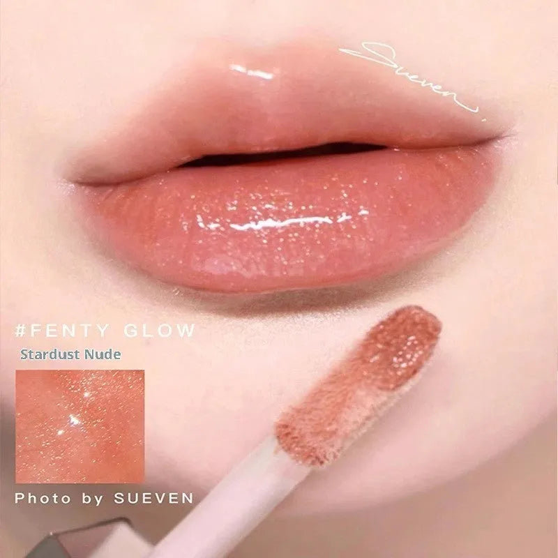 Mirror Water Light Highlight Lip Lacquer in streamer shade with glossy finish and applicator wand