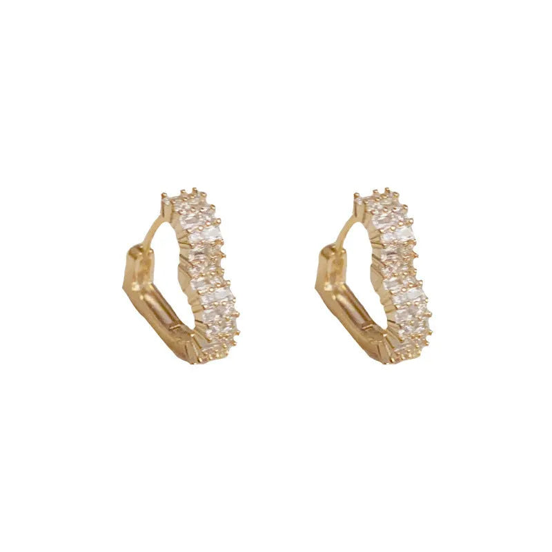 Heart shaped micro inlaid zircon ear clip with real gold plating on copper for women