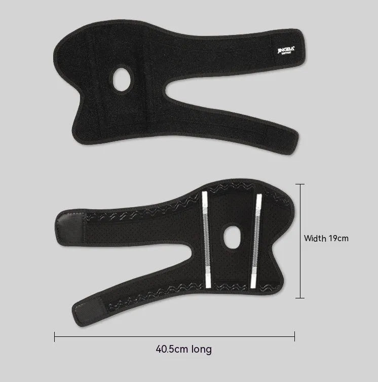 Adjustable black sports elbow guard shown on an arm, suitable for basketball and tennis.