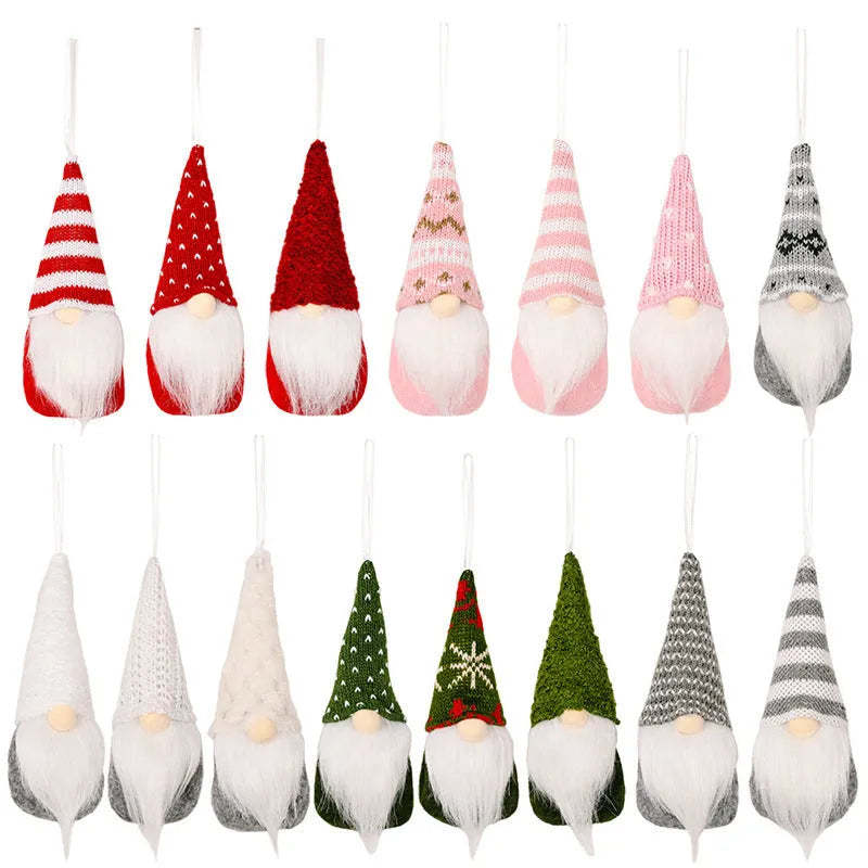 Christmas knitted small pendant in red style A made from non-woven fabric on a tree branch