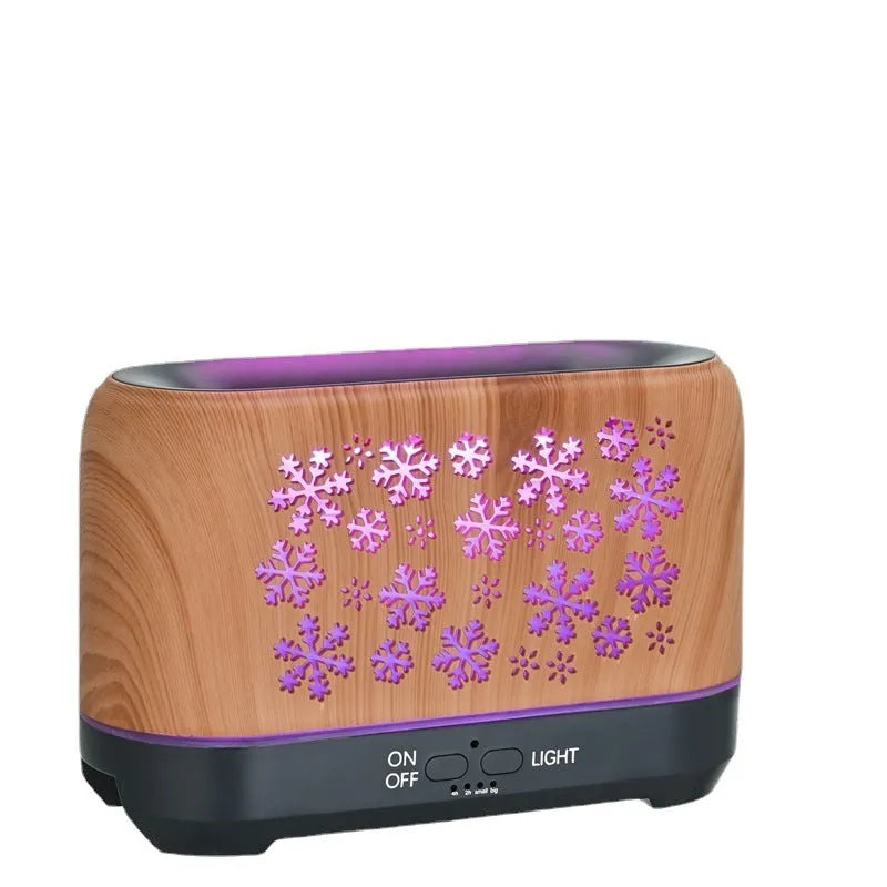 Christmas snowflake pattern humidifier with colourful flame effects and remote control