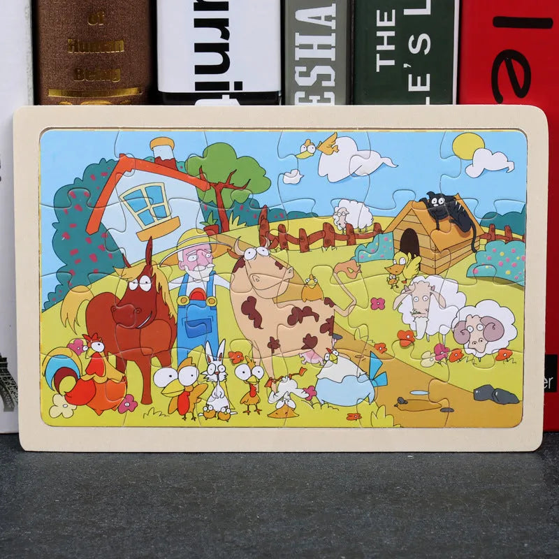80 piece wooden animal jigsaw puzzle in iron box with non-toxic paint for children aged 3+