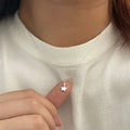 S925 sterling silver star zirconium pendant necklace brushed finish plain silver option women jewellery