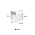 White transparent plastic storage box for grains with 400ml capacity.