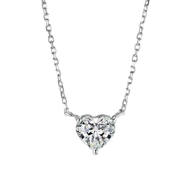 Women's silver love necklace with heart pendant on copper chain