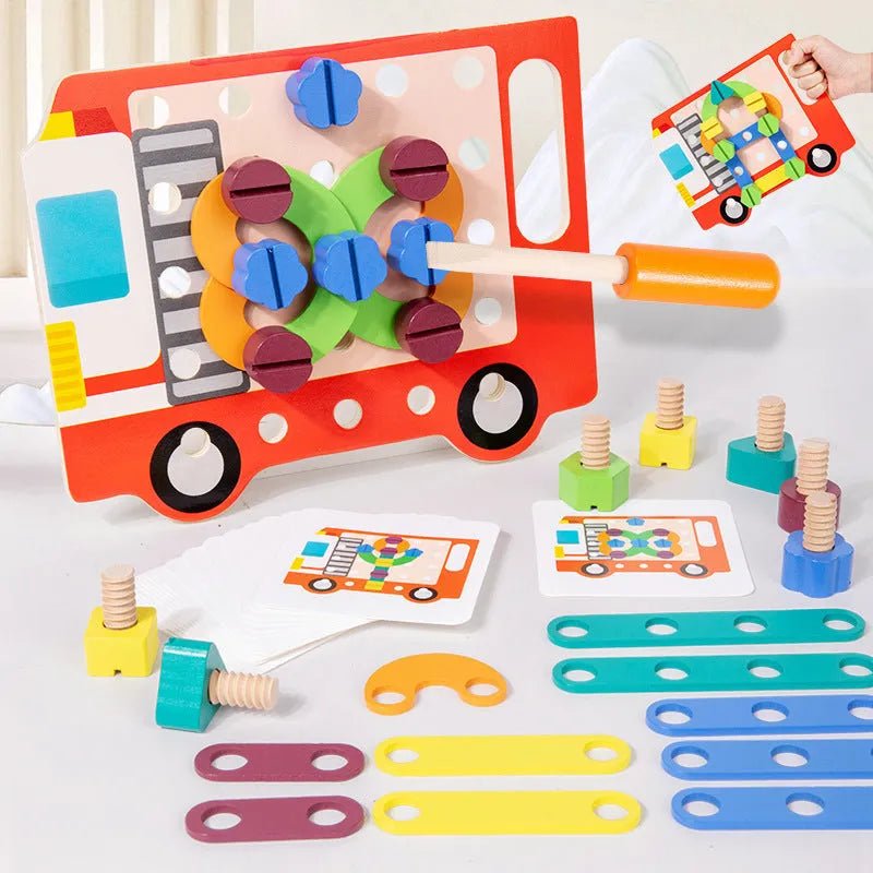 Wooden twist screw puzzle toy for children in tws-creative twist screw puzzle colour for early education colour matching