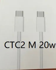 White 20W PD British standard mobile phone charger with Type-C fast charging cable