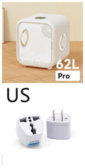 Automatic pet drying box in 50L and 62L with spiral heating wire, low-noise design, cat litter mat and conversion plug.