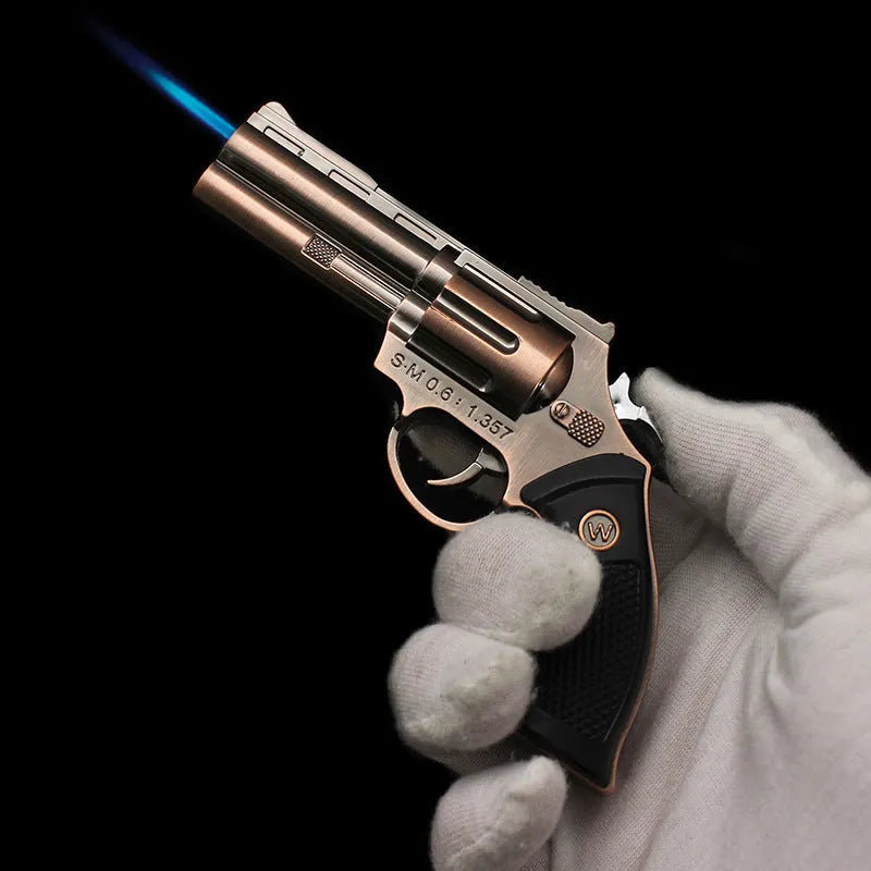 Inflatable windproof metal lighter with direct flame in black or gold, one lighter included