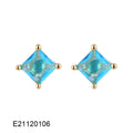 Brass gold-plated drop earrings with colourful cubic zirconia stones in pear shape