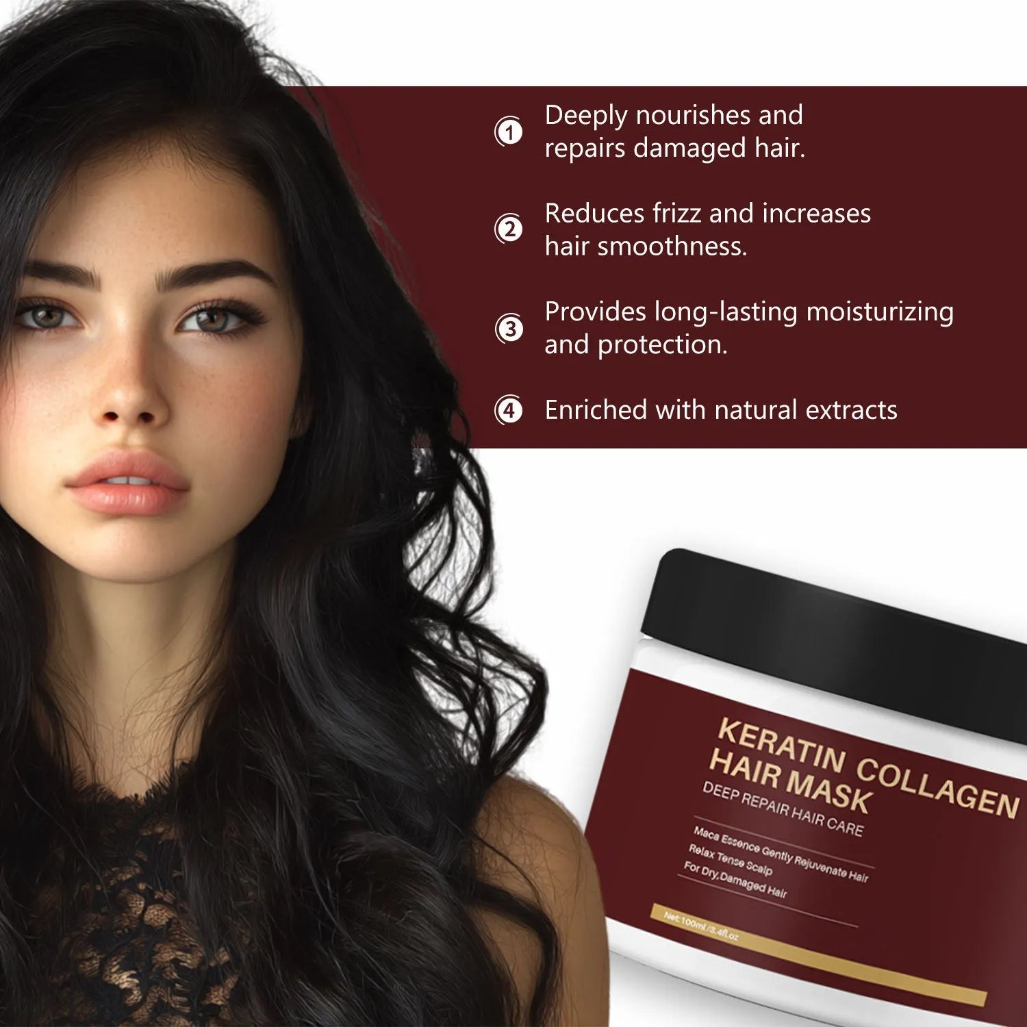 100ml collagen hair mask bottle for moisturising and repairing dry hair