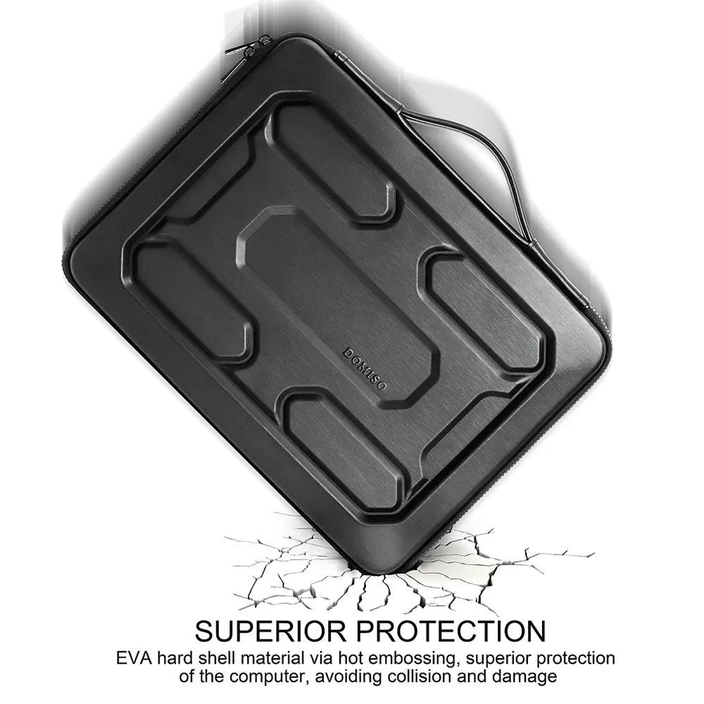 Black laptop protective hard case with grip shoulder bag for 5 to 10 inch tablets