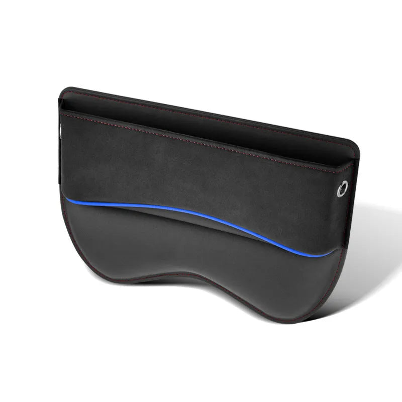 Leather car seat storage organiser box shown in a beige suede colour finish.