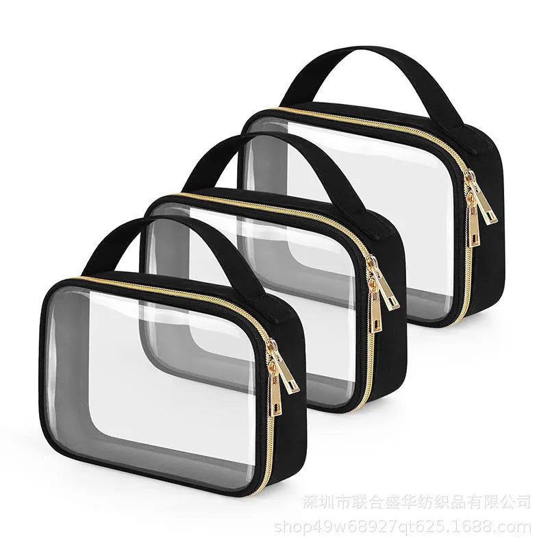 Transparent PVC lipstick storage wash bag with chain in multiple colour options measuring 7.85 inches