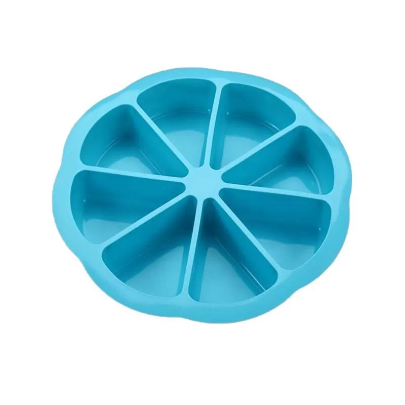 Round silicone cake mold in blue for baking, modern simplicity style