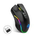 HXSJ black 2.4G wireless mouse with RGB lighting and TYPE-C charging port