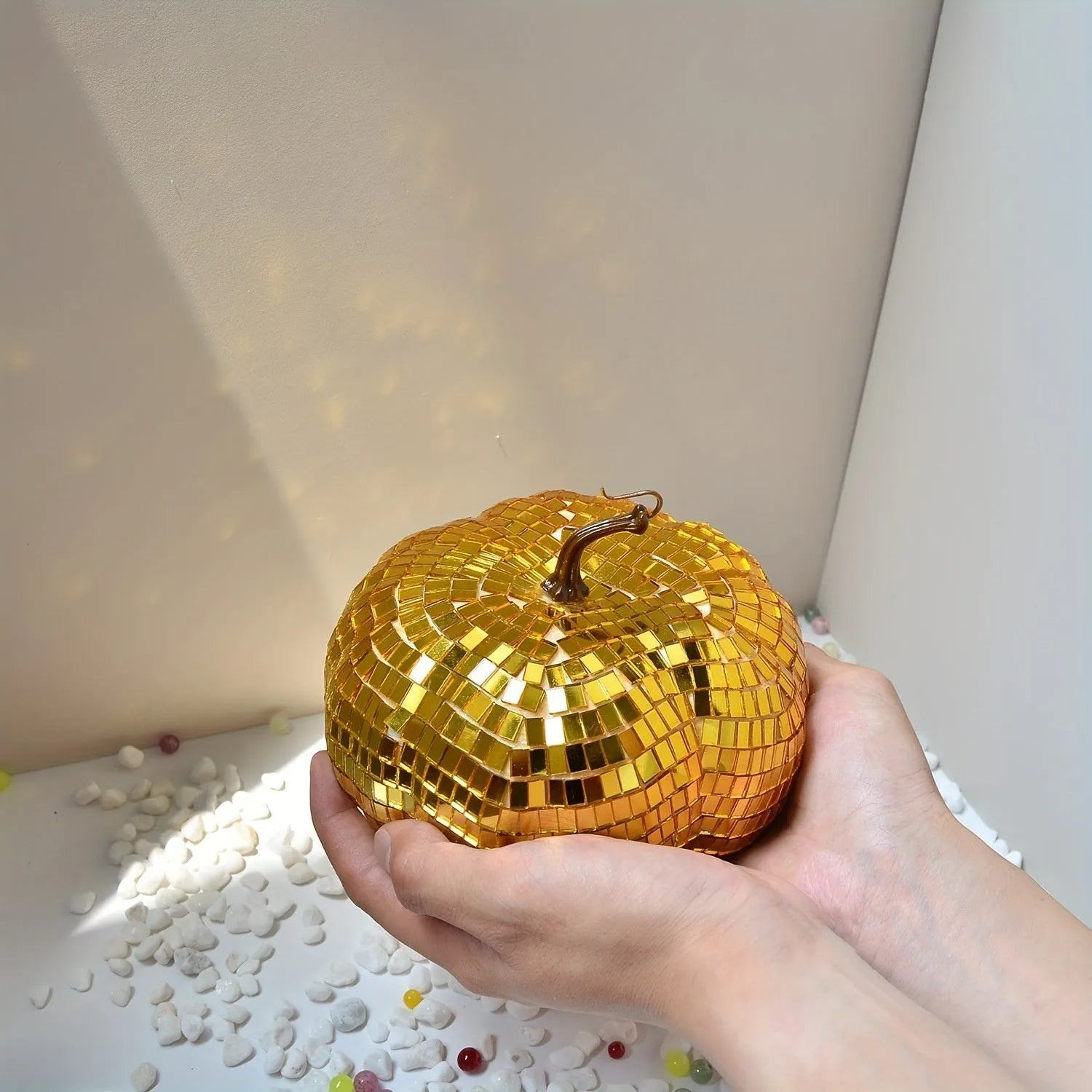 Chinese-style glass pumpkin mirror Halloween decoration with embroidered glass material in five sizes