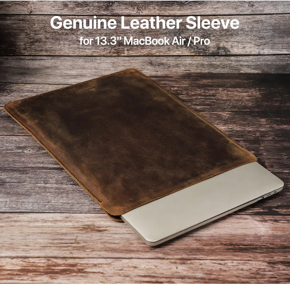 Brown crazy horse leather protective cover for MacBook Pro 13.3 and MacBook Air 13.3, horizontal style