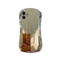 Sports car design TPU phone case in gold or silver for iPhone models, back cover style.