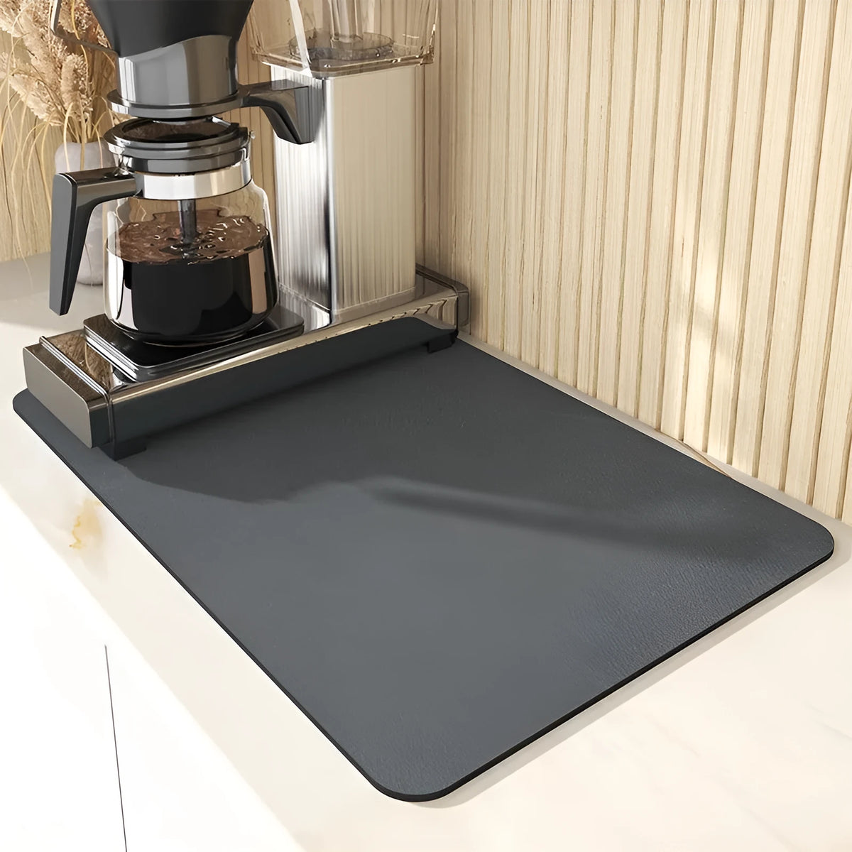 Square 60x90cm artificial leather water draining pad for kitchen countertop in black or plaid design