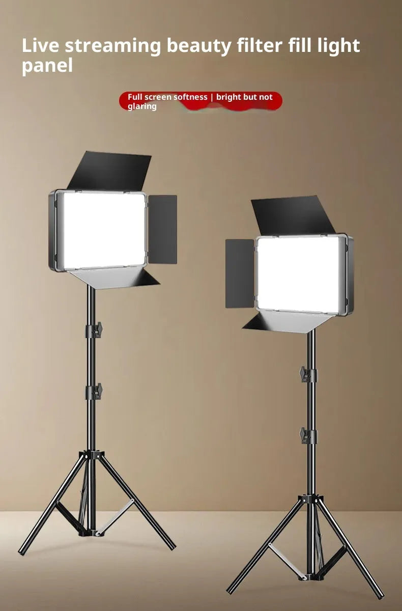 Live Only 17-inch square LED fill light with four-leaf baffle and 2.1m bracket