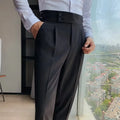 Women's high waist straight leg trousers in a cotton blend fabric, shown in autumnal colours.